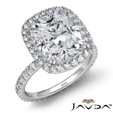 French V Pave Halo Eternity diamond Ring 18k Gold White