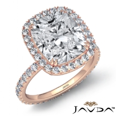 French V Pave Halo Eternity diamond Ring 14k Rose Gold