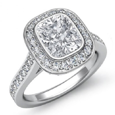 Micro Pave Halo Bezel Set diamond Ring Platinum 950