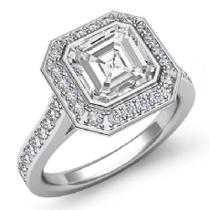 Micro Pave Halo Bezel Set diamond Ring 14k Gold White