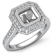 0.5Ct Diamond Engagement Halo Setting Ring Asscher Semi Mount Platinum