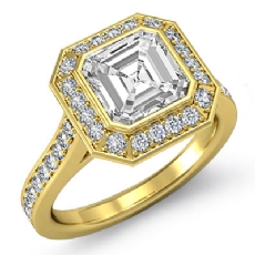 Bezel Setting Halo Pave diamond Ring 18k Gold Yellow