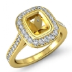 1Ct Diamond Engagement Ring Halo Setting 18k Yellow Gold Cushion Semi Mount - javda.com 