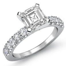 U Prong Setting Sidestone diamond Ring 14k Gold White