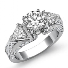 Trillion 3 Stone Sidestone diamond Ring 18k Gold White