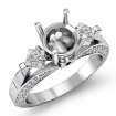 Round Princess Diamond Engagement Three 3 Stone Ring Setting 18k White Gold 0.95Ct - javda.com 