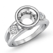 Round Bezel Diamond Engagement 3 Stone Ring Semi Mount 18k White Gold Setting 0.5Ct - javda.com 