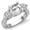 Three 3 Stone Diamond Engagement Ring Round Semi Mount Platinum 950 Setting 1.2Ct - javda.com 
