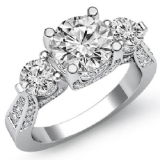 3 Stone Prong Set Sidestone diamond Ring 14k Gold White