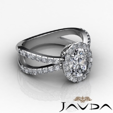 Popular Split Shank Halo diamond Ring 18k Gold White