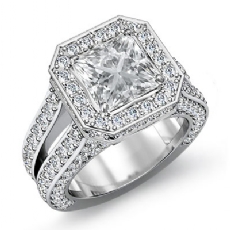 Pave Set Circa Halo Bridge diamond Ring 14k Gold White