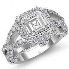 Cross Shank Accent Bridge diamond Ring Platinum 950