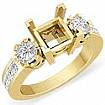 Three 3 Stone Diamond Anniversary Ring 14k Gold Yellow Round Princess Semi Mount 1Ct