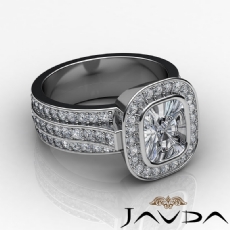 3 Row Shank Bezel Halo diamond Ring 14k Gold White