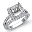 1.56Ct Diamond Engagement Ring Princess Semi Mount Halo Setting 18k White Gold - javda.com 