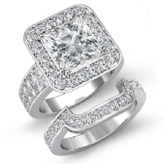 2 Row Shank Halo Bridal diamond Ring Platinum 950