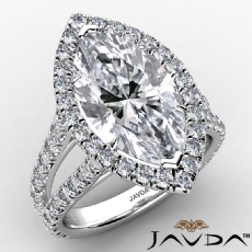 Anniversary Halo Split Shank diamond Ring 18k Gold White