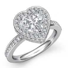Pave Circa Halo Sidestone diamond Ring 14k Gold White