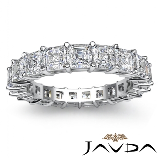 Asscher Cut Diamond Women's Eternity Wedding Band Ring 14k Gold White 3.55Ct