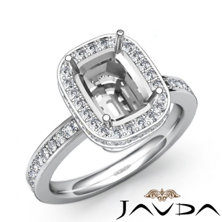 0.84Ct Diamond Engagement Ring Cushion Semi Mount Platinum 950 Halo Setting