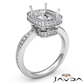 0.84Ct Diamond Engagement Ring Cushion Semi Mount Platinum 950 Halo Setting