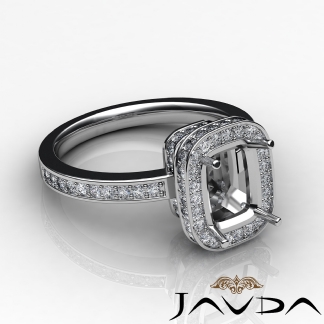 0.84Ct Diamond Engagement Ring Cushion Semi Mount Platinum 950 Halo Setting