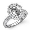 0.82Ct Diamond Engagement Ring Oval Semi Mount Platinum 950 Halo Pave Setting - javda.com 