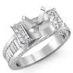 2Ct Round Baguette Diamond Engagement Antique Ring Setting 18k White Gold Semi Mount - javda.com 