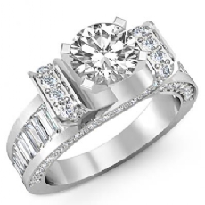 Baguette Channel Set 4 Prong diamond Ring Platinum 950