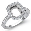 0.95Ct Diamond Engagement Ring Cushion Semi Mount 18k White Gold Halo Setting - javda.com 