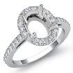 Filigree Oval Halo Pave Diamond Engagement Semi Mount Ring Platinum 950 0.45Ct - javda.com 