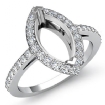 0.45Ct Diamond Engagement Ring Pave Setting Platinum 950 Marquise Semi Mount - javda.com 