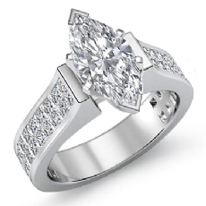Invisible Shank Sidestone diamond Ring 14k Gold White