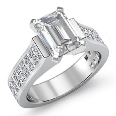 Invisible Shank Sidestone diamond Ring 18k Gold White