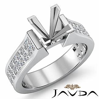 2.25Ct Princess Invisible Diamond Engagement Semi Mount Ring 18k Gold White Setting