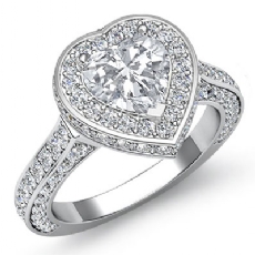 Sidestone Halo Filigree diamond Ring 14k Gold White