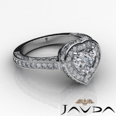 Sidestone Halo Filigree diamond Ring 18k Gold White