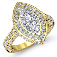 Circa Halo Pave Set Filigree diamond Ring 14k Gold Yellow