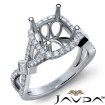 Round Halo U Cut Prong Diamond Engagement Ring Semi Mount 14k White Gold 1Ct - javda.com 