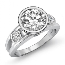 Bezel Setting Three Stone diamond Ring Platinum 950