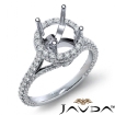Round Diamond Engagement 14k White Gold Halo U Shape Cut Semi Mount Ring 1.3Ct - javda.com 