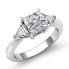 Trillion 3 Stone Filigree diamond Ring 18k Gold White