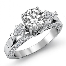 Kite Style Wedding 3 Stone diamond  18k Gold White
