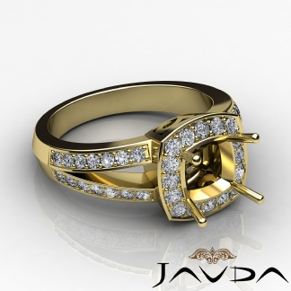 0.6Ct Diamond Engagement Ring 14k Gold Yellow Cushion Semi Mount Halo Setting