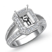 0.6Ct Diamond Engagement Ring Emerald Semi Mount Halo Setting 18k White Gold - javda.com 
