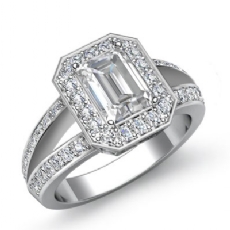 Halo Split Shank Filigree diamond Ring 18k Gold White