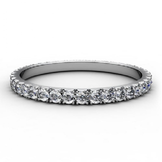 Micro Prong Round Diamond Women Eternity Ring 14k Gold White Wedding Band 0.6Ct