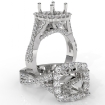 Halo U Cut Prong Diamond Engagement Ring Round Semi Mount Platinum 950 1.1Ct - javda.com 