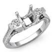Round Diamond Three Stone Engagement Ring Prong Setting 18k White Gold SemiMount 1Ct - javda.com 