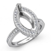 0.87Ct Diamond Engagement Marquise Semi Mount Ring 14k White Gold Halo Setting - javda.com 
